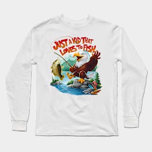 Majestic Bald Eagle With Fresh Fish on Rocky Perch Long Sleeve T-Shirt